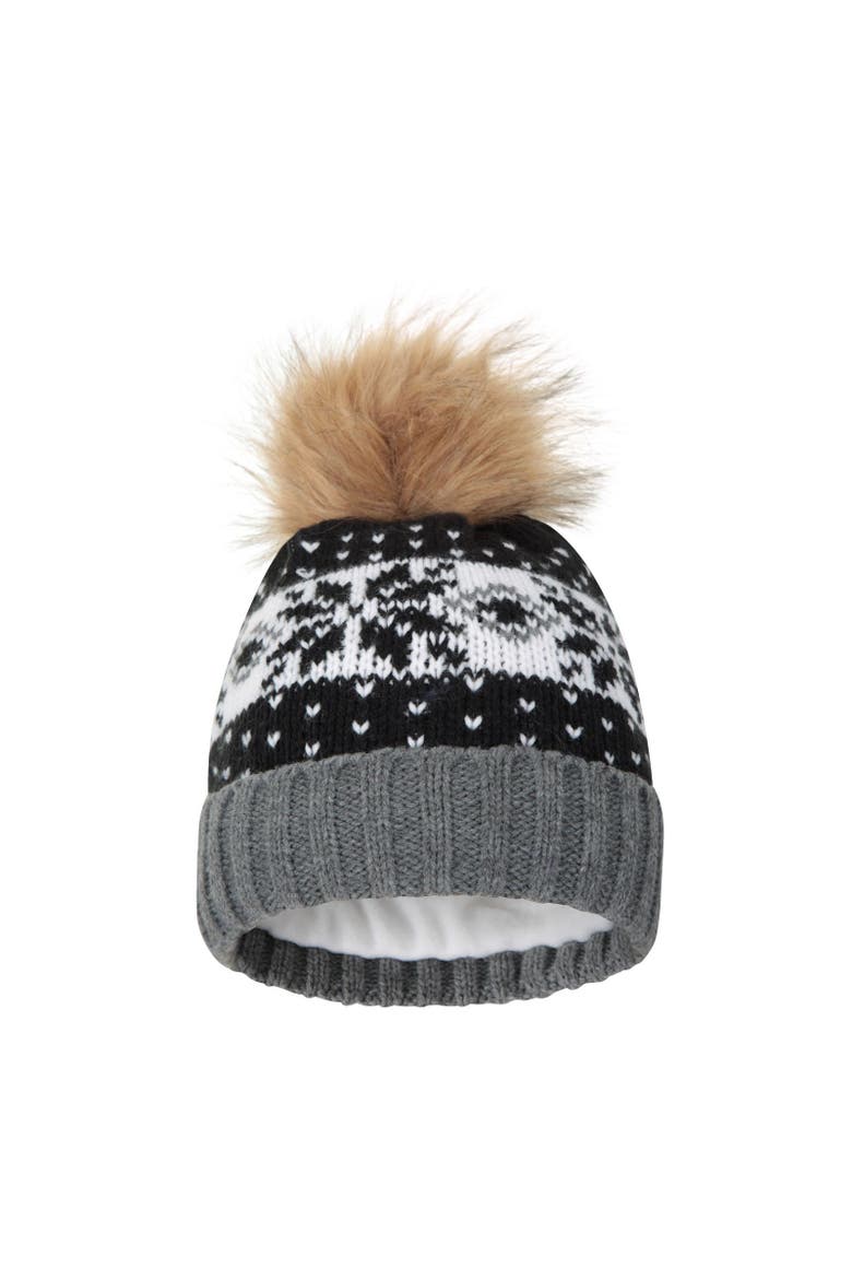 Fair Isle Pom Pom Beanie, Main, color, Black