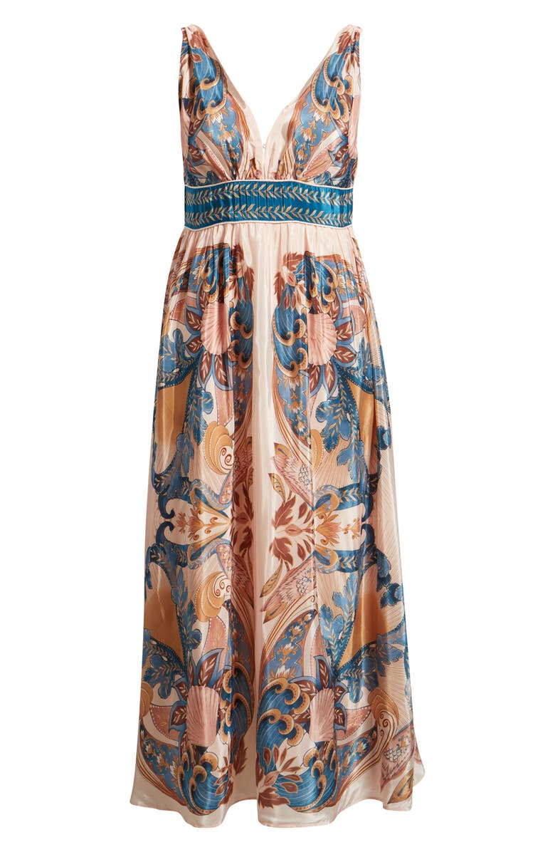 FARM Rio Garden Scarf Print Midi Dress, Main, color, Garden Scarf Soft Pink