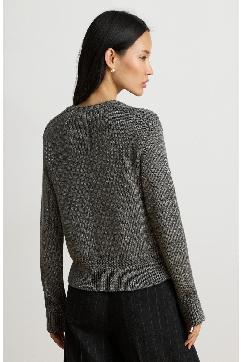 Metallic Cotton Blend Sweater, Alternate, color, PEWTER METAL GREY