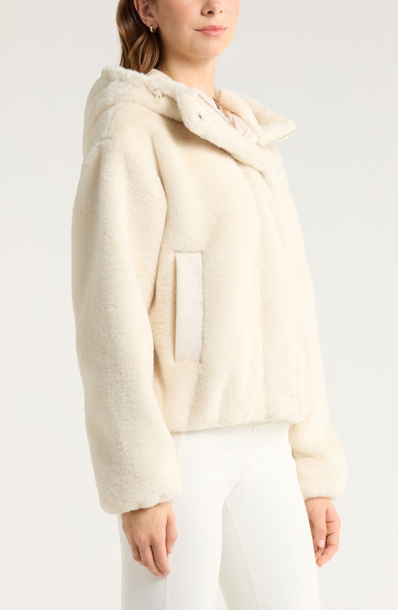 Zella Faux Fur Hooded Jacket, Alternate, color, Beige Seashore
