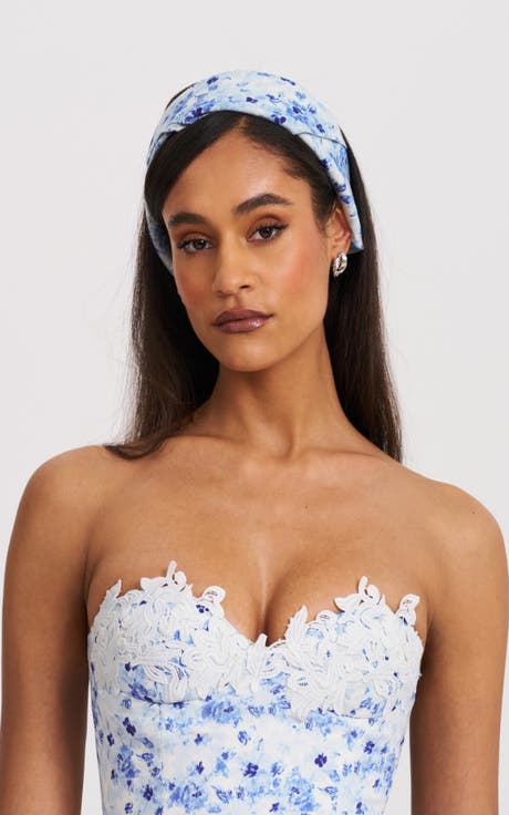 Spring Affair Print Linen Head Wrap Scarf