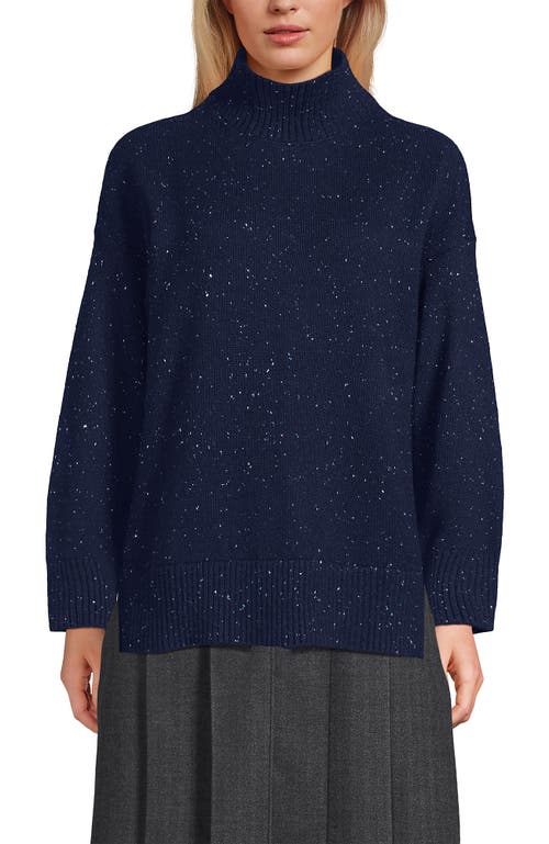 Lands' End Dweller Split Hem Turtleneck Sweater In Blue