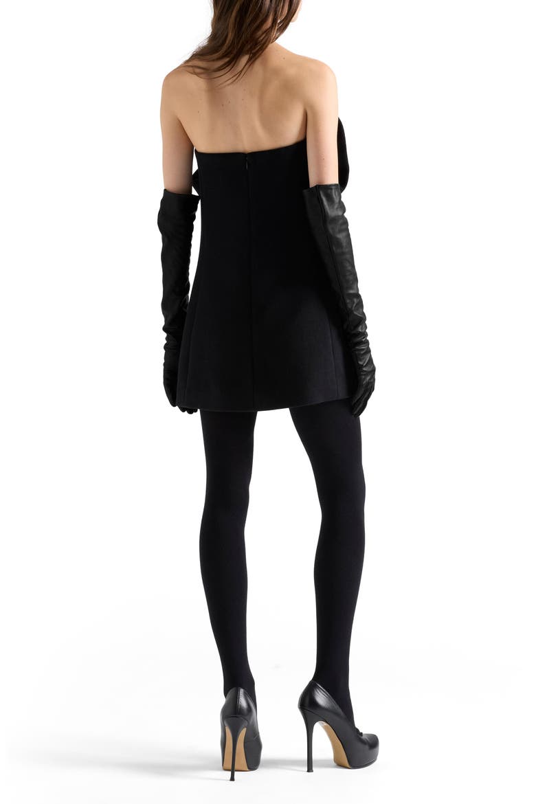 Bow Strapless Minidress, Alternate, color, WOOL BLEND BLACK