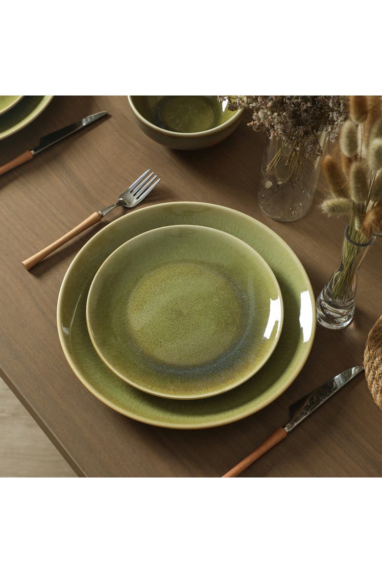 Riley 24-Piece Dinnerware Set Stoneware, Service for 8, Alternate, color, Green and Blue