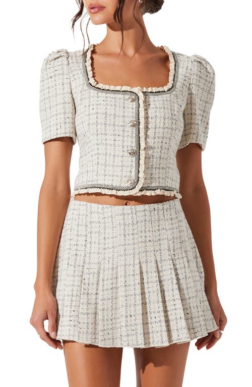 Astr The Label Zoela Tweed Crop Jacket In Cream