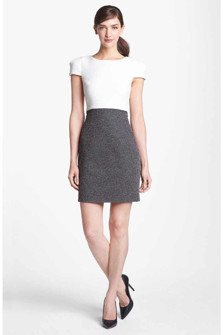 Two Tone Tweed Sheath Dress, Main, color, BLACK MULTI