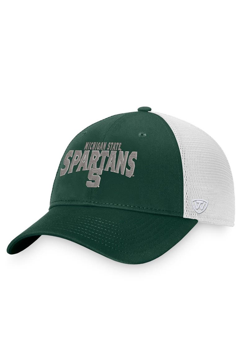 Men's Top of the World Green/White Michigan State Spartans Breakout Trucker Snapback Hat, Main, color, Green