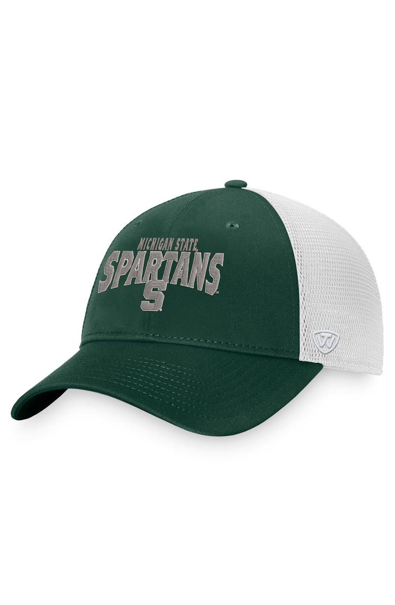 TOP OF THE WORLD Men's Top of the World Green/White Michigan State Spartans Breakout Trucker Snapback Hat, Main, color, Green