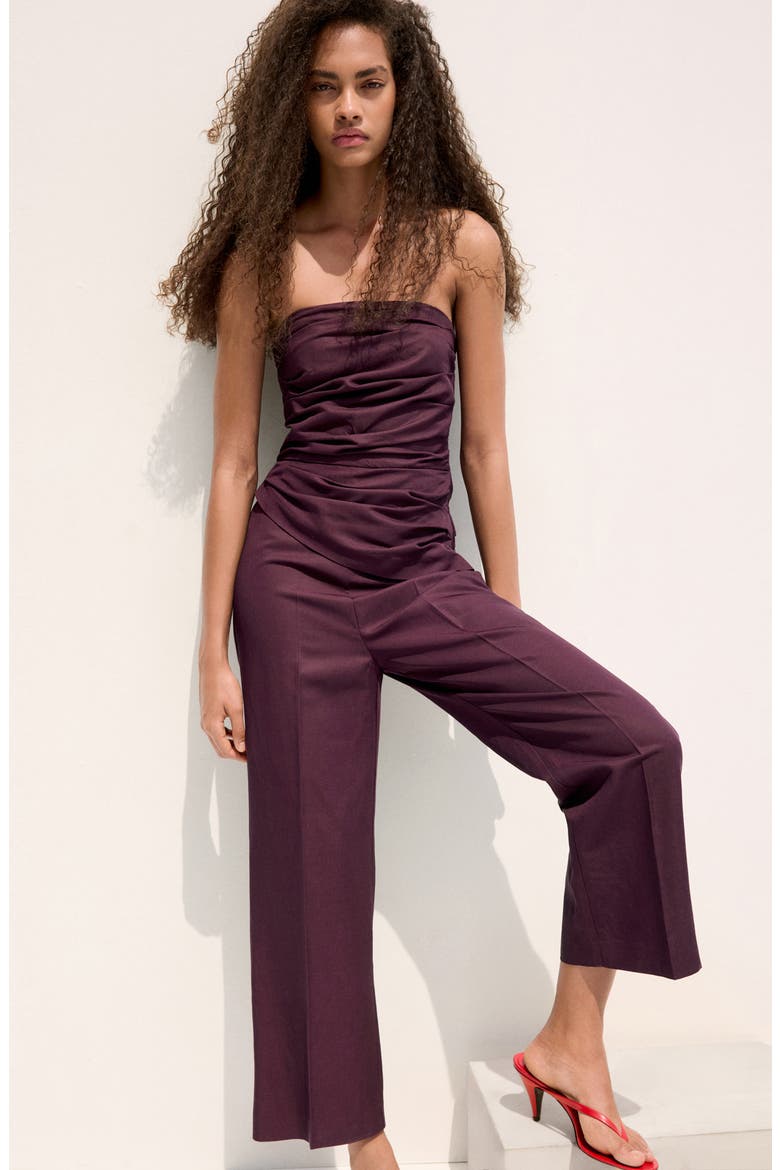 Strapless Jumpsuit, Alternate, color, WINE