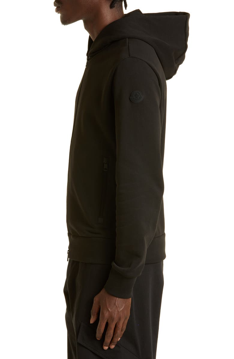 Moncler Logo Tape Cotton Zip Hoodie, Alternate, color,