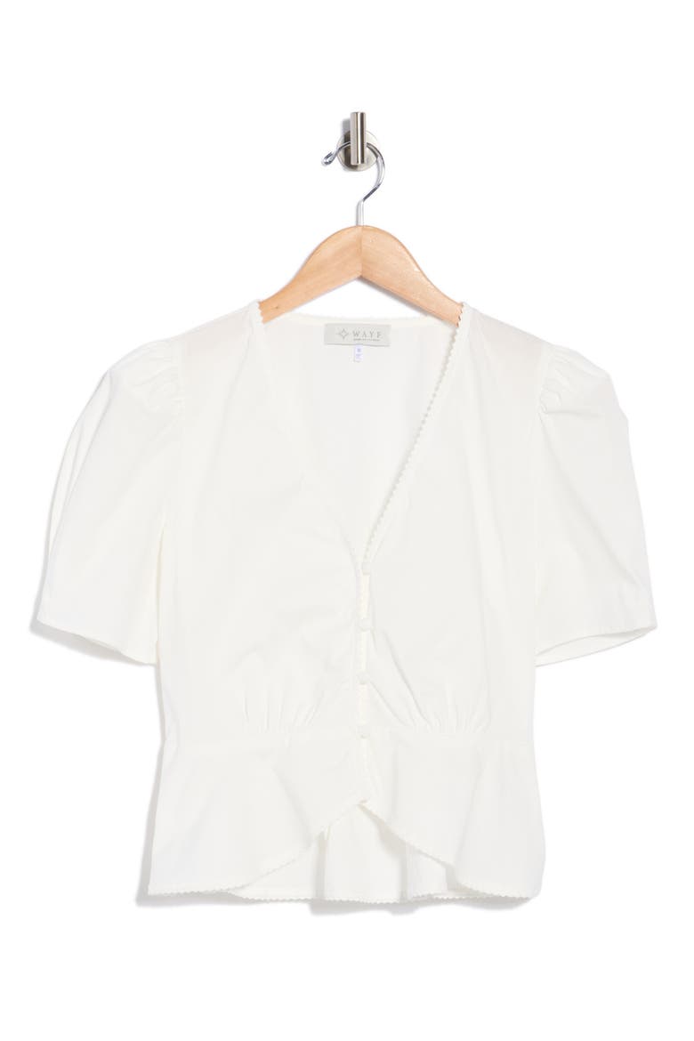 Stretch Cotton Peplum Top, Alternate, color, IVORY