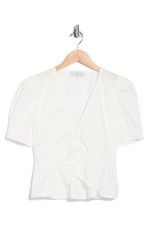 Stretch Cotton Peplum Top