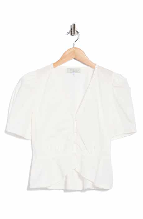 WAYF Stretch Cotton Peplum Top