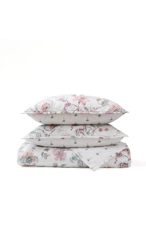 Tropical Floral Luxury Cotton Coverlet & Sham Set