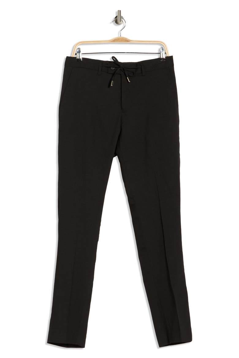 Slim Fit Solid Linen Blend Trousers, Alternate, color, BLACK