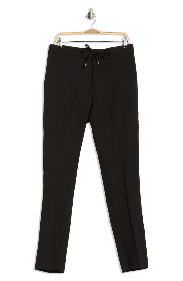 T.R. PREMIUM Slim Fit Solid Linen Blend Trousers, Alternate, color, Black