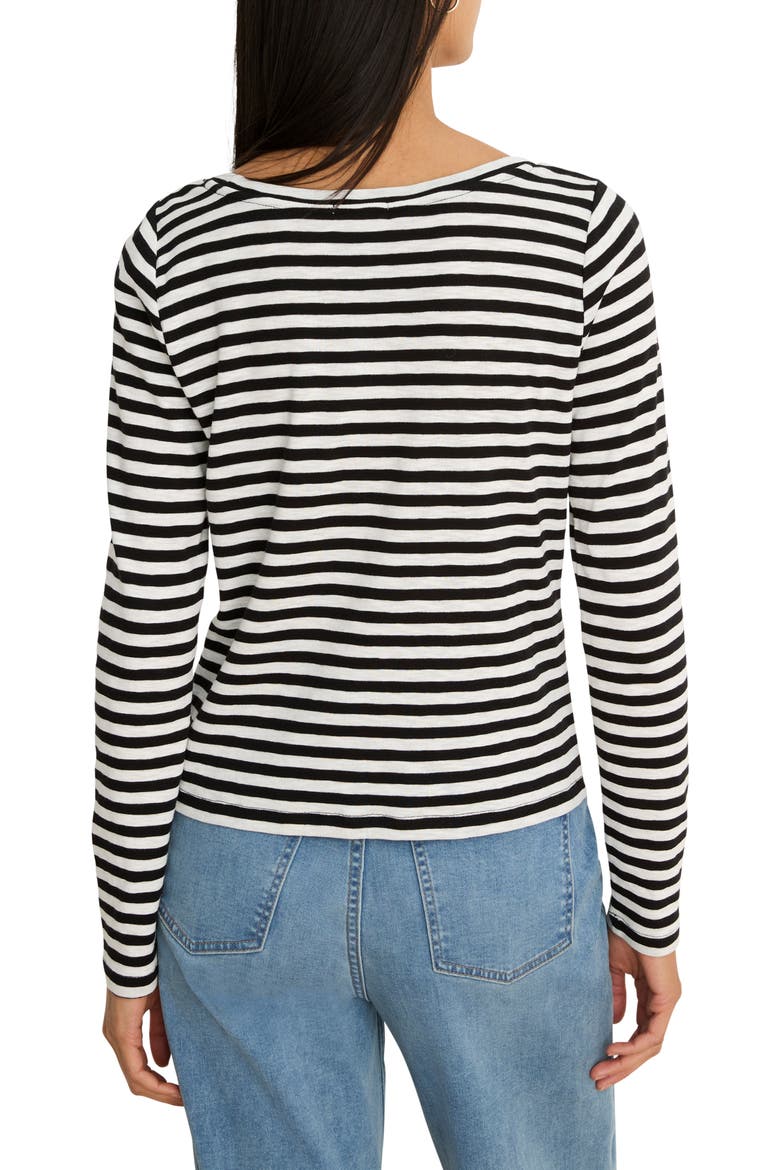Cape Stripe Rib Cotton Blend Boat Neck T-Shirt, Alternate, color, BLACK MULTI