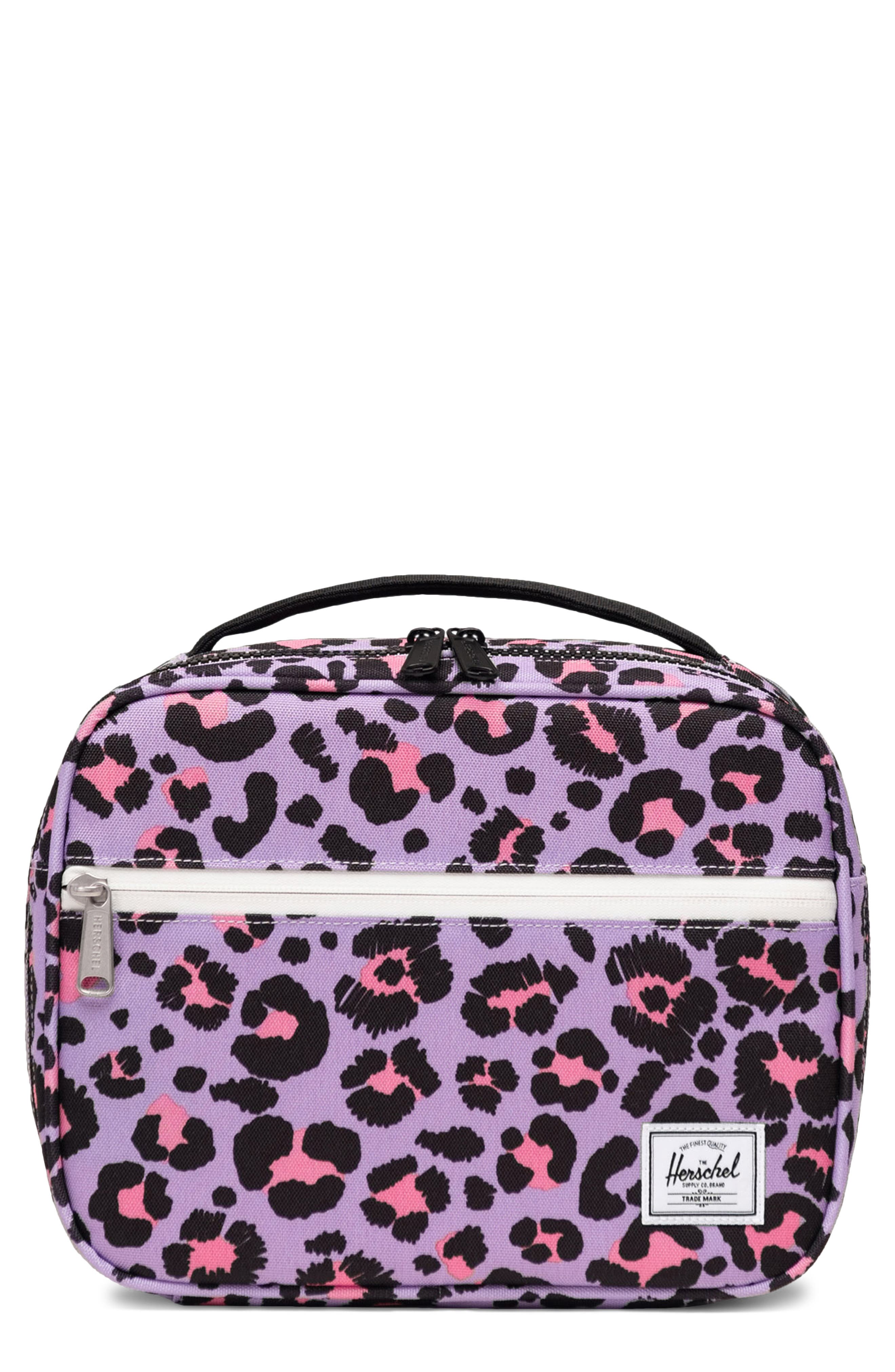 Herschel Supply Co. Kids' Pop Quiz Lunch Bag, Main, color, Scribble Leopard Sachet Pink