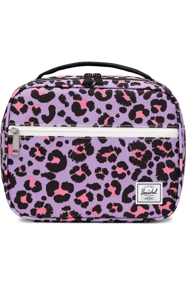 Herschel Supply Co. Kids' Pop Quiz Lunch Bag, Main, color, Scribble Leopard Sachet Pink