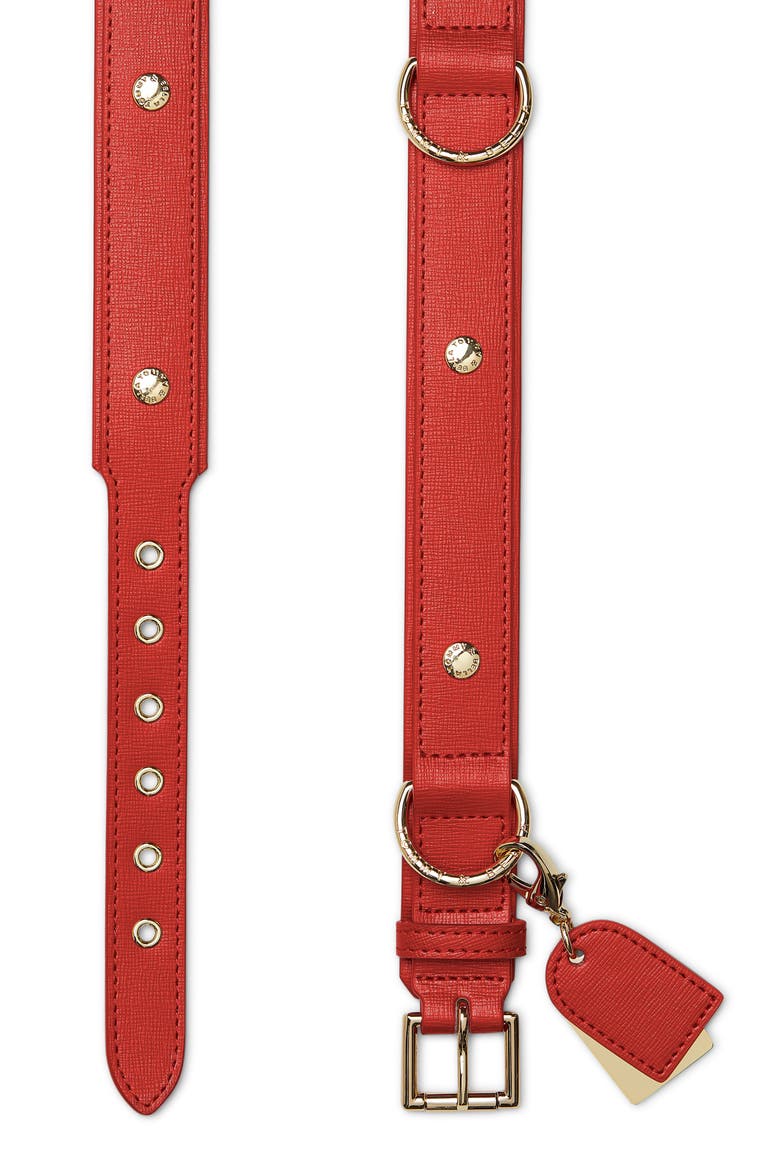 Tommy & Bella Signature Collection Leather Dog Collar, Alternate, color, RED/ RED TRIM
