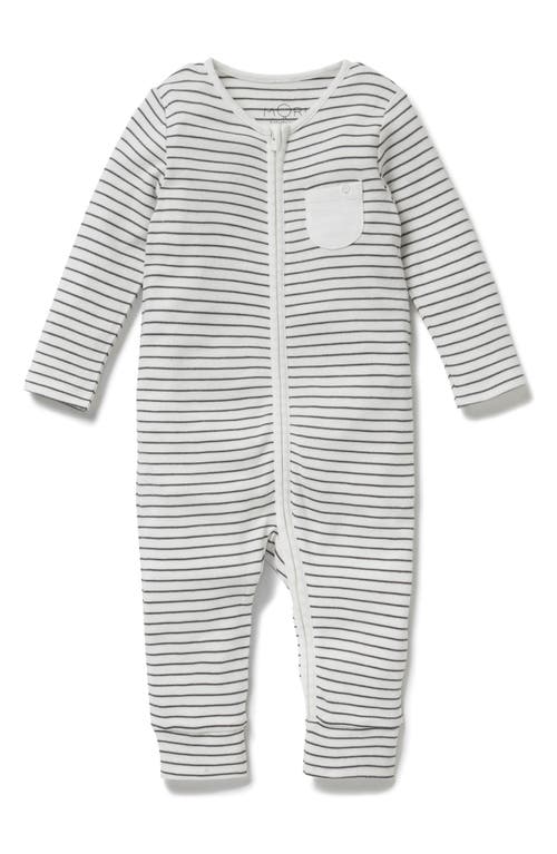 Mori Stripe Fitted One-piece Pajamas In Gray