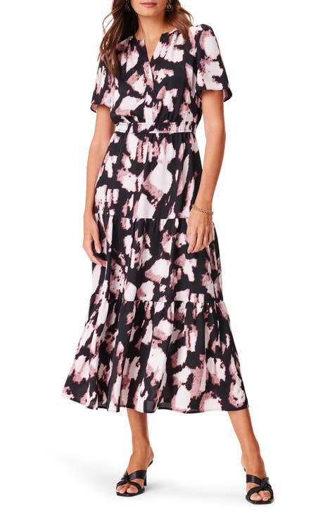 Spring Shadow Daydream Tiered Midi Dress