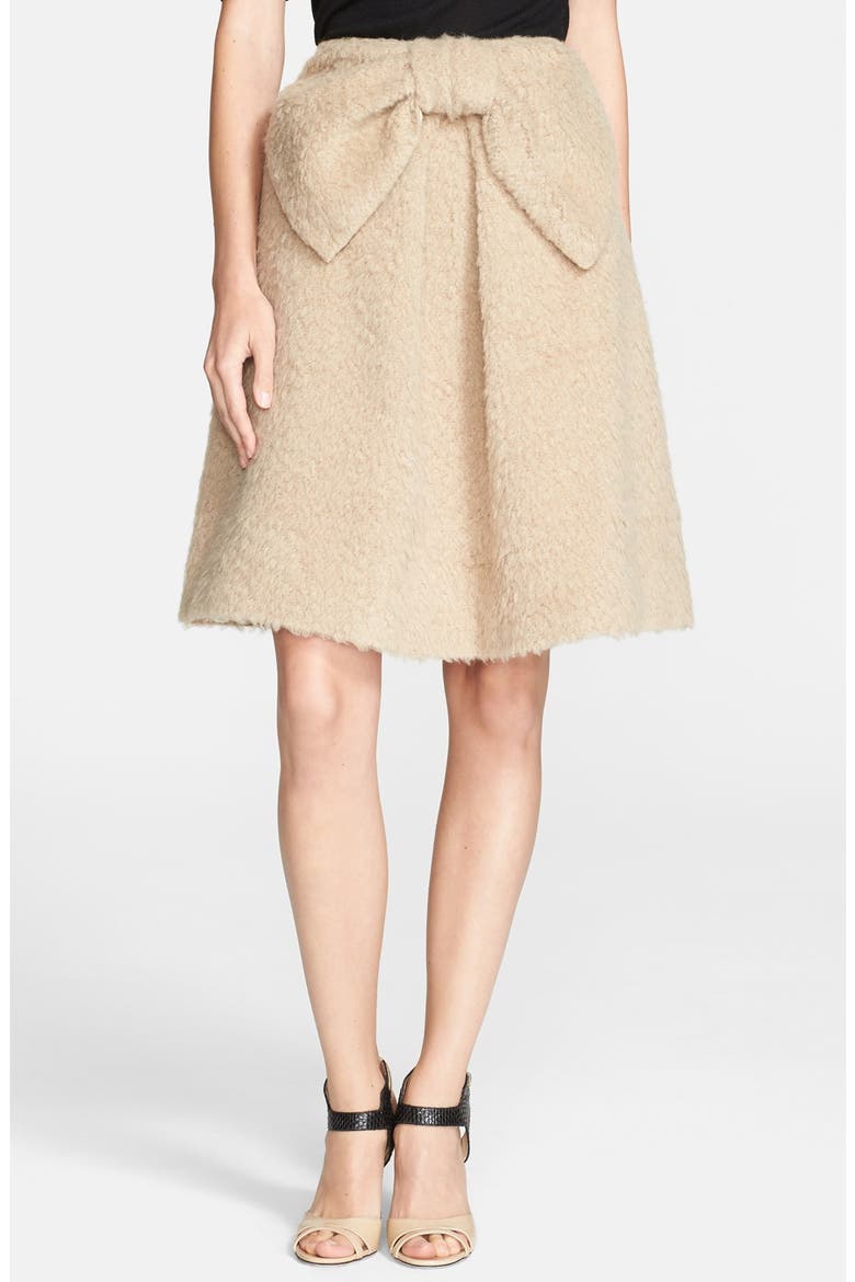 'lee' bow detail a-line skirt, Main, color, CAMEL
