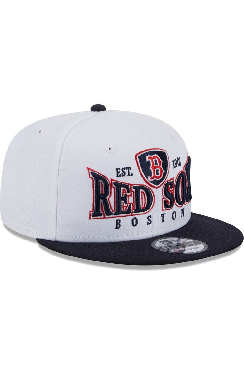 New Era Men's New Era White/Navy Boston Red Sox Crest 9FIFTY Snapback Hat, Alternate, color, 