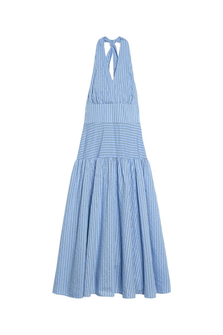 Stripe Halter Neck Midi Dress, Alternate, color, Blue