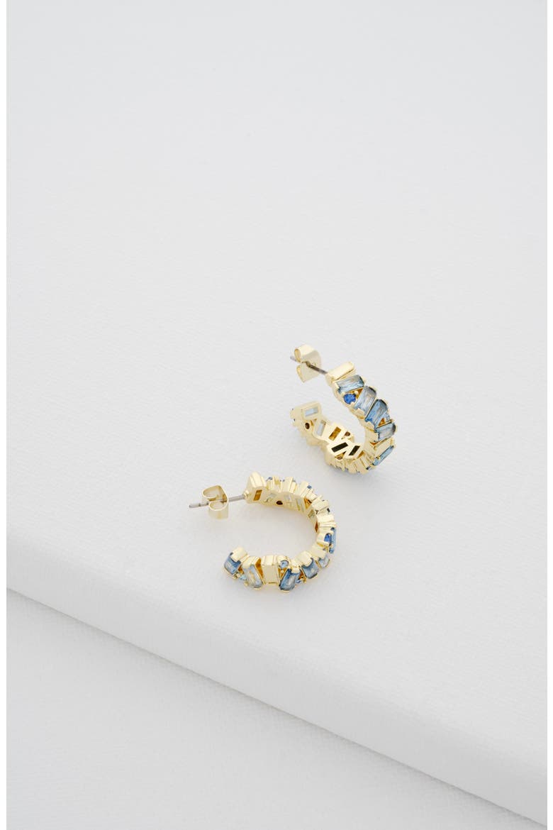 Clarence Crystal Cluster Hoop Earrings, Alternate, color, GOLD TONE BLUE MULTI CRYSTAL