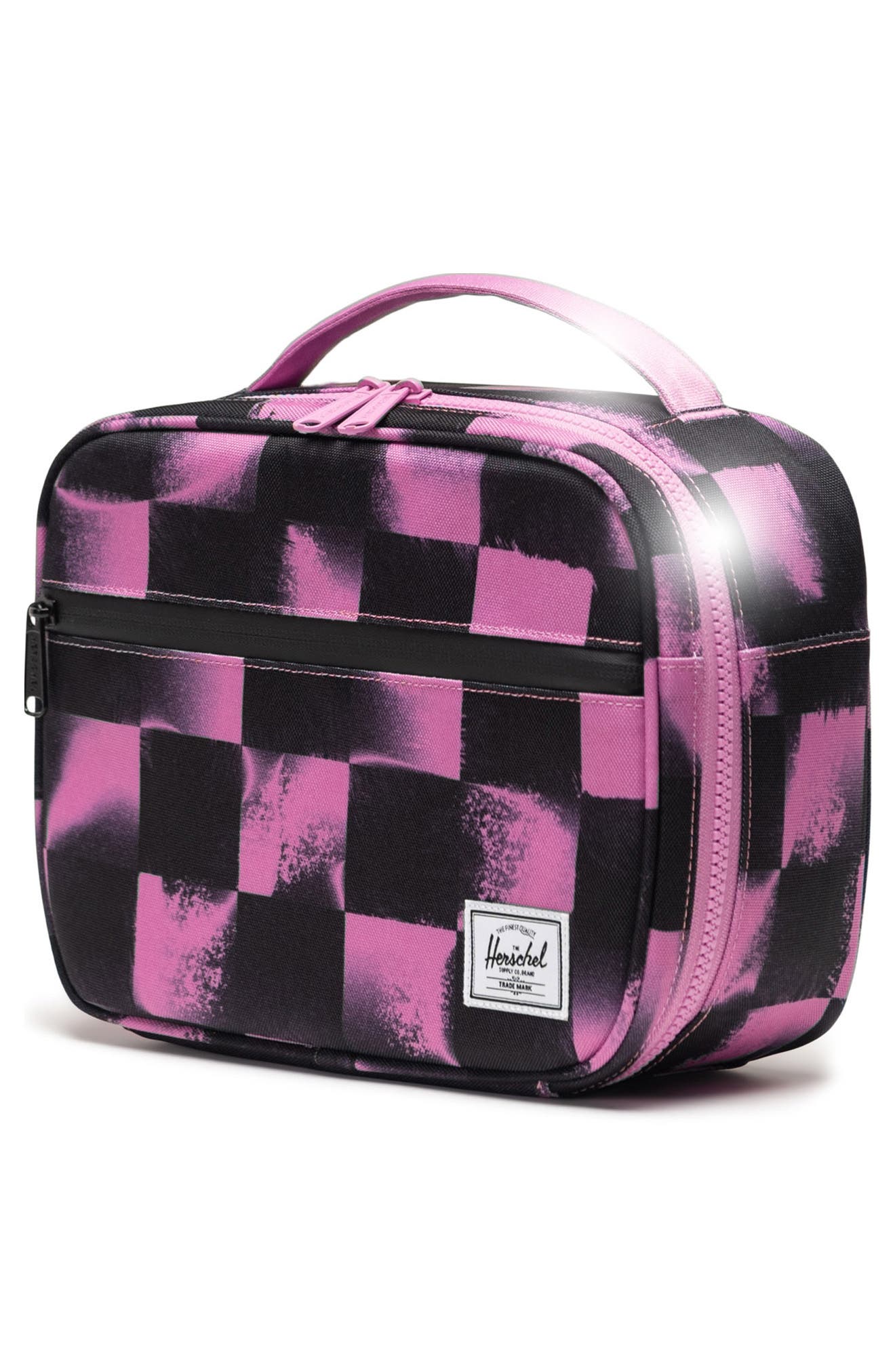 Herschel Supply Co. Kids' Pop Quiz Lunch Bag, Alternate, color, Stencil Checker Opera Mauve