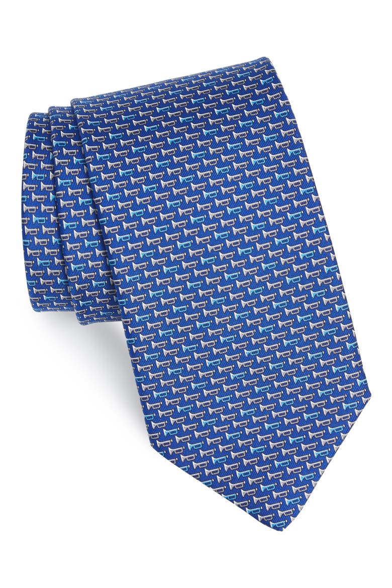 Salvatore Ferragamo Idris Print Silk Tie, Main, color, F.BLUE