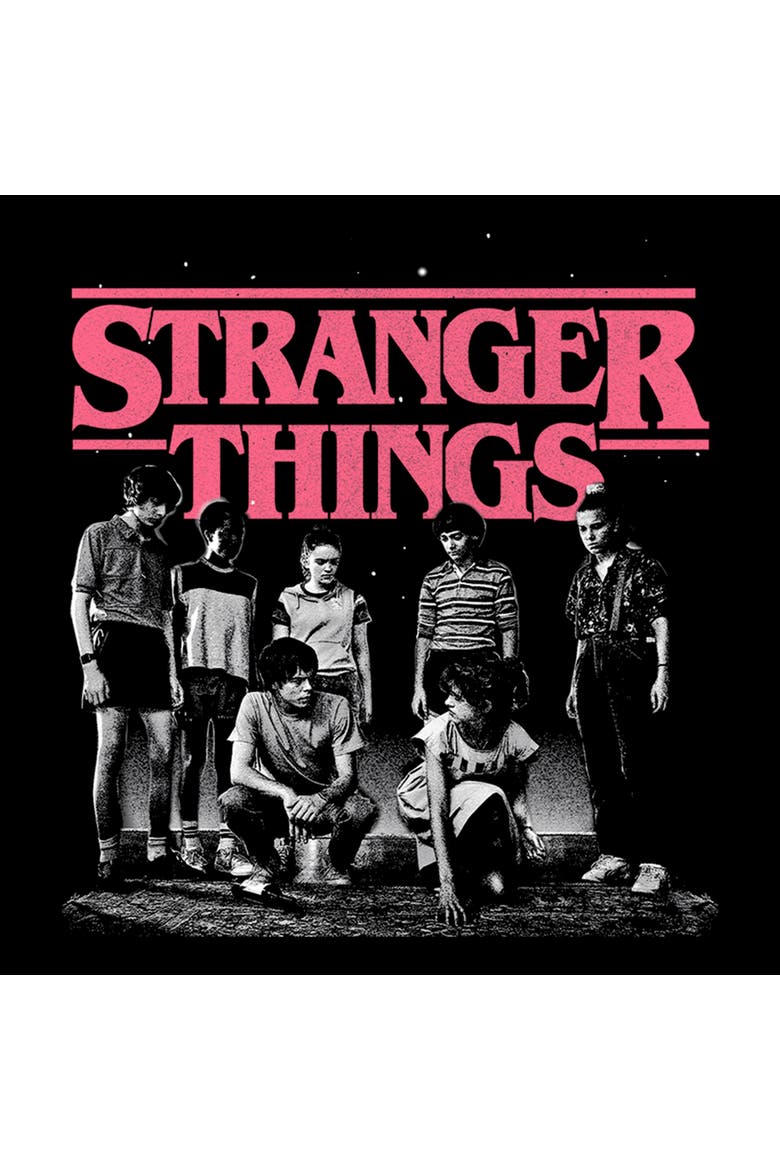 Men's Stranger Things Title Logo Faded  Pull Over Hoodie, Alternate, color, Black
