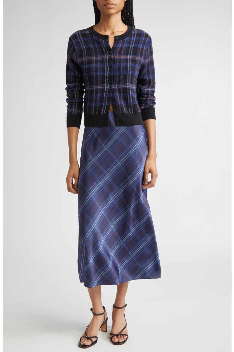 Intarsia Plaid Wool & Cashmere Cardigan, Alternate, color, CASPIAN COMBO