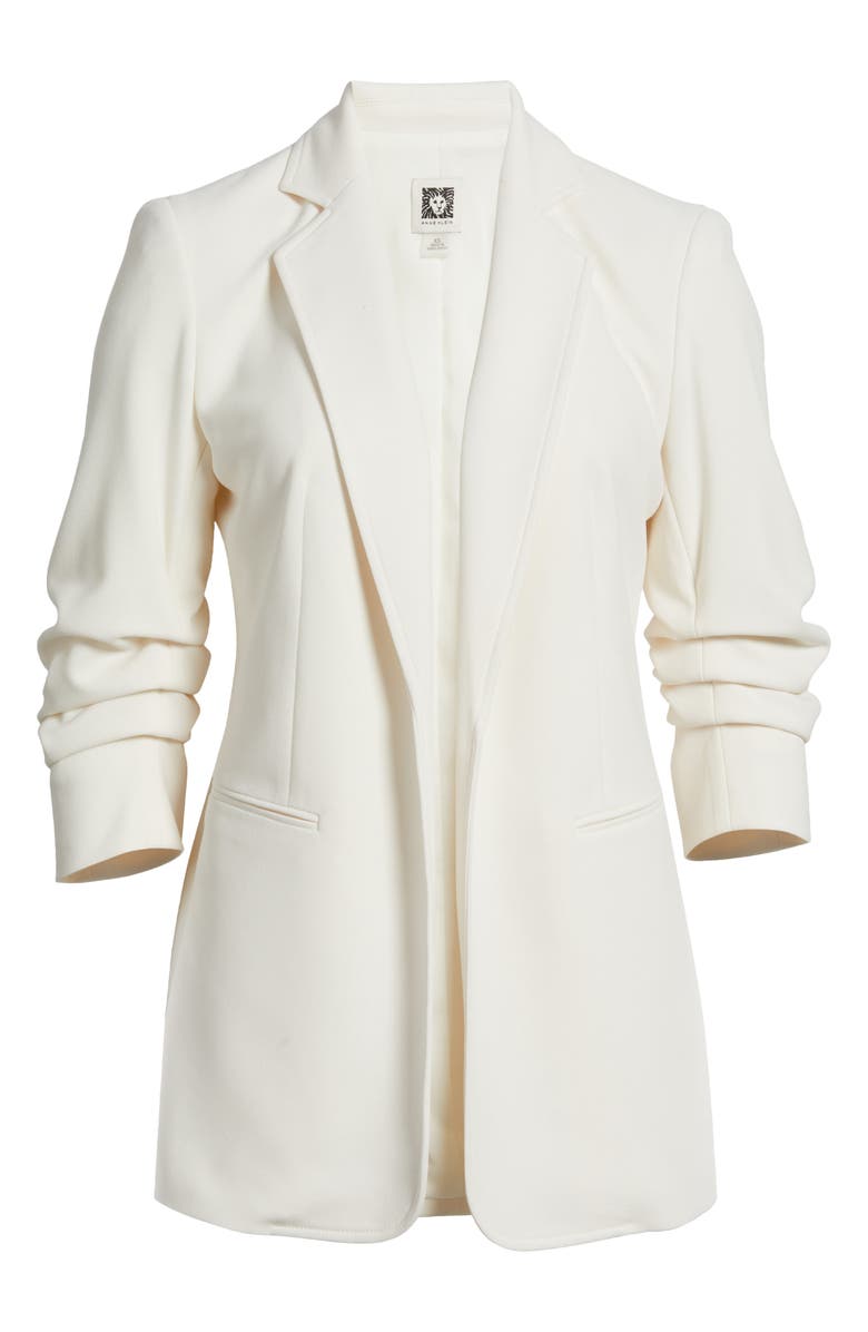 Anne Klein Open Front Scrunch Sleeve Blazer, Alternate, color, White Dove