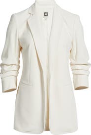 Anne Klein Open Front Scrunch Sleeve Blazer