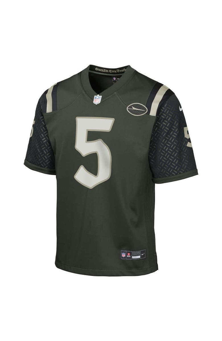 Nike Youth Nike Garrett Wilson Gotham Green New York Jets 2025 Rivalries Collection Game Jersey, Alternate, color, Green
