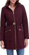 Kensie Soft Shelled Hooded Belted Zip-Up Coat