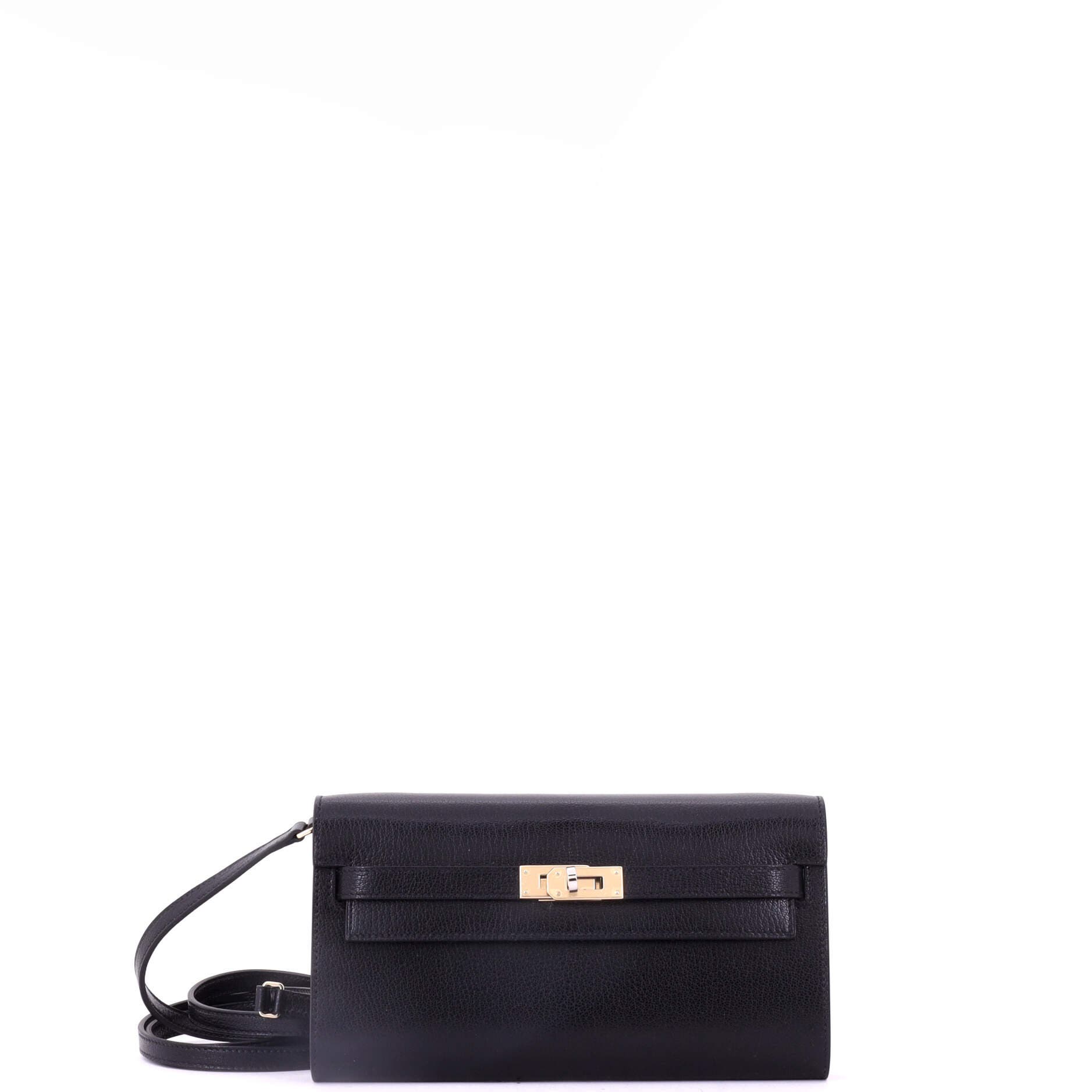 Pre-Owned Hermes Kelly To Go Wallet Chevre Chamkila, Main, color, Noir