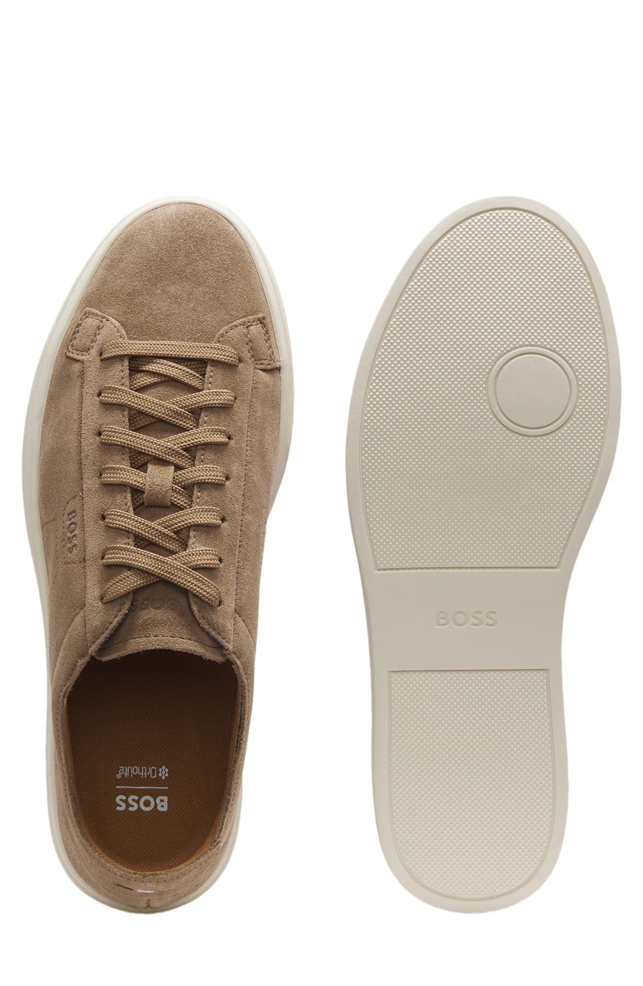 BOSS Kieran Suede Low Top Sneaker, Alternate, color, Medium Beige