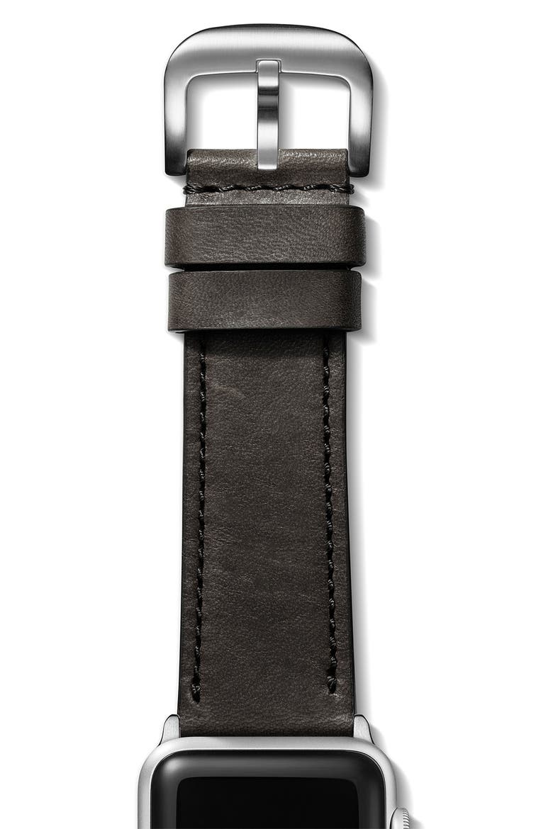 Grizzly Leather 21mm Apple Watch® Watchband, Alternate, color, BLACK
