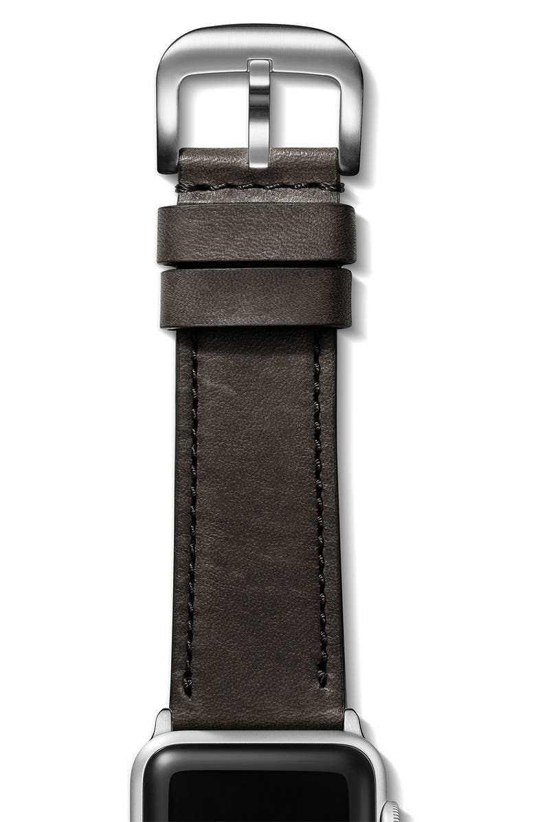 Shinola Grizzly Leather 21mm Apple Watch<sup>®</sup> Watchband, Alternate, color,