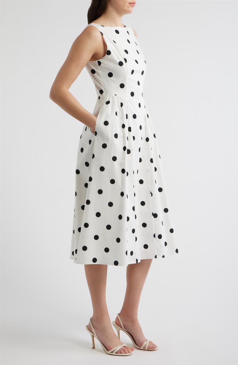 Sam Edelman Polka Dot Sleeveless Stretch Cotton Dress, Alternate, color, White/ Black