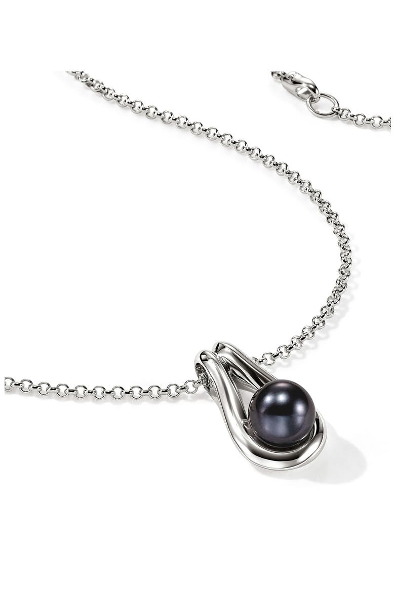 Surf Pendant Necklace, Grey Pearl, Alternate, color, SILVER GREY