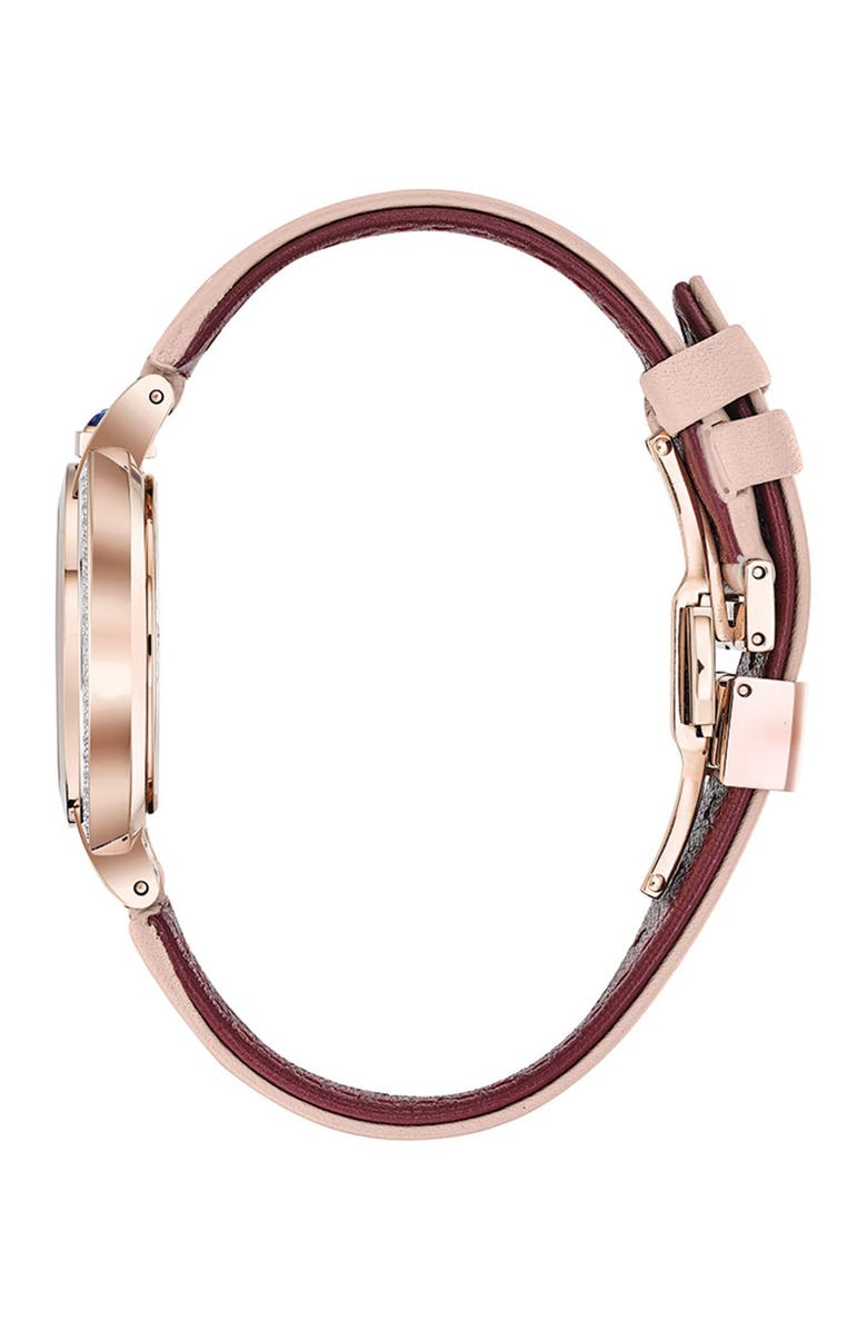 BULOVA Women's Rubaiyat Diamond Rose Gold Pink Leather Strap Watch, 35mm - 0.21 ctw, Alternate, color, Pink