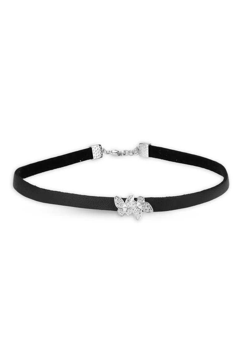 Pavé Crystal Butterfly Choker Necklace, Main, color, BLACK