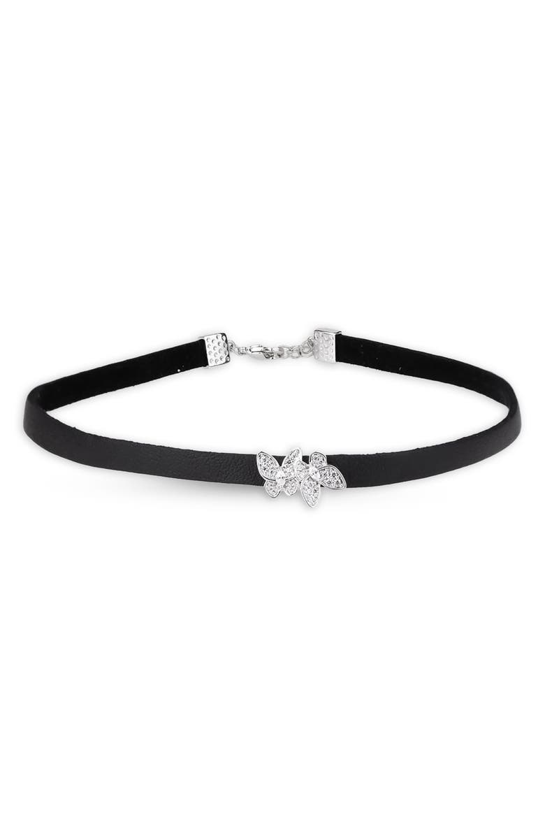 SAACHI Pavé Crystal Butterfly Choker Necklace, Main, color, Black