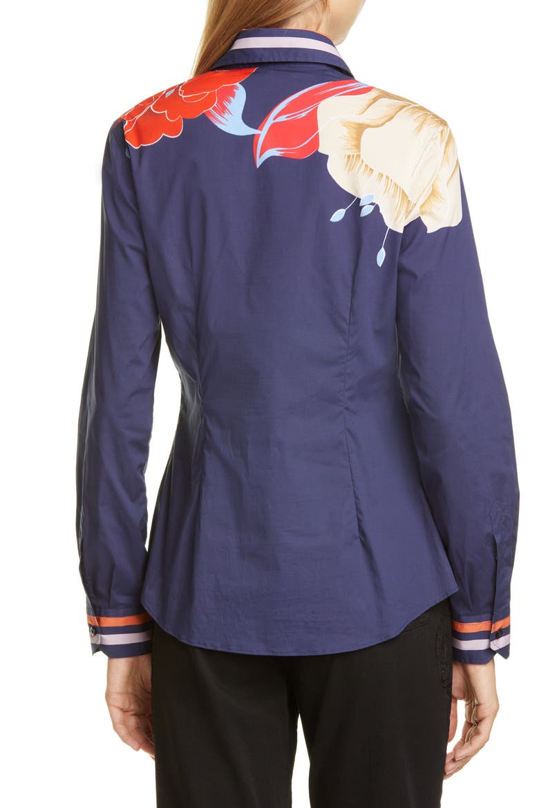 Pop Lily Print Shirt, Alternate, color, NAVY