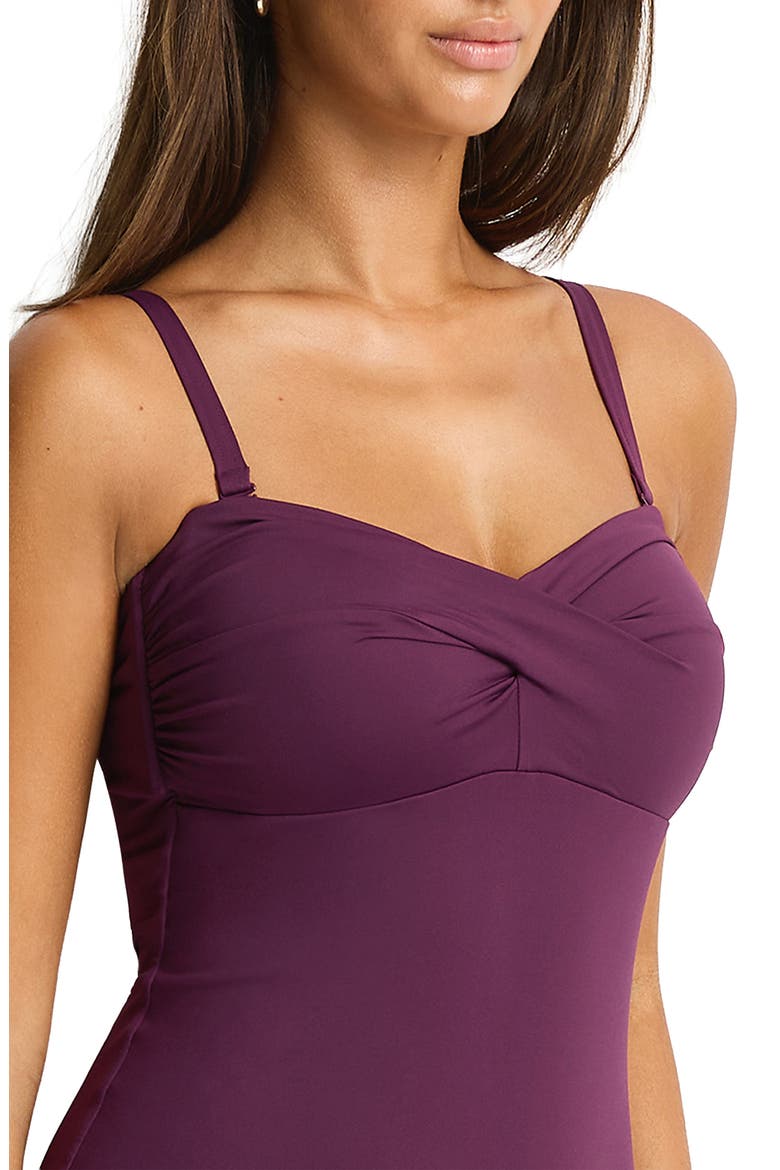 Essentials Edit Twist One-Piece Swimsuit, Alternate, color, CLARET