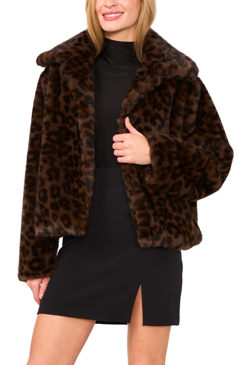 Crop Faux Fur Coat, Main, color, RICH BLACK